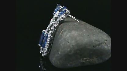 Boucles d'oreilles goutte d'eau saphir en Argent 100% pour femmes.