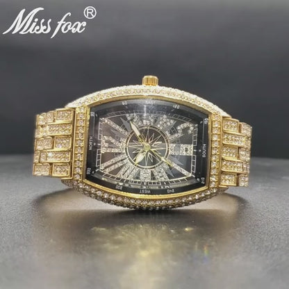 montre luxe élégante pour hommes accessoire de mode diamant glacé.