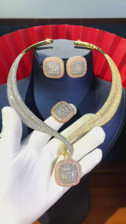 Ensemble de bijoux luxe en Zircon cubique tendance.