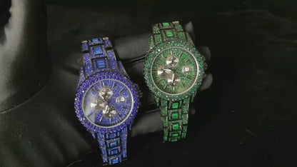 Montre de luxe en diamant vert pour hommes luxe unique.