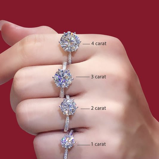 Bague de fiançailles Style Classique en Moissanite et Argent Sterling 925.