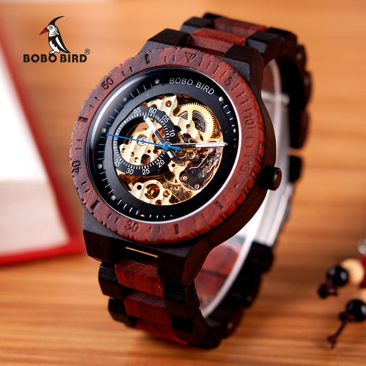 montre mécanique en bois pour hommes grande marque de luxe.