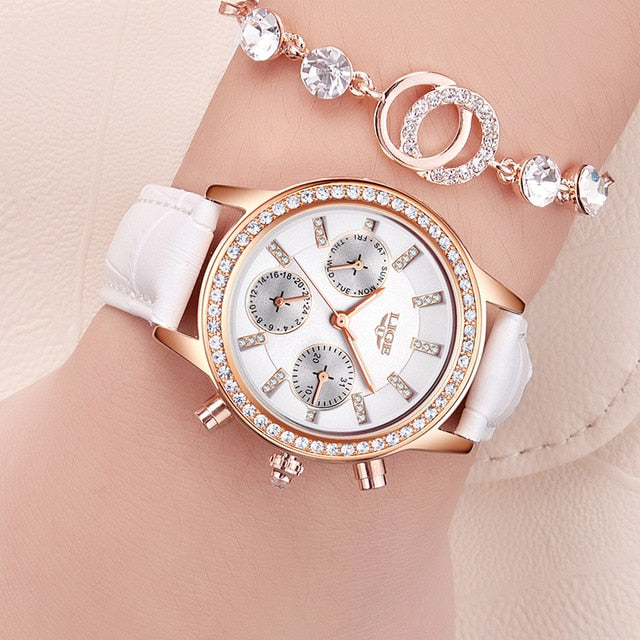 Montre élégante de luxe femmes montres loisirs mode cuir quartz dames.