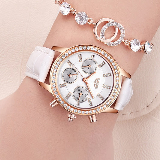 Montre élégante de luxe femmes montres loisirs mode cuir quartz dames.