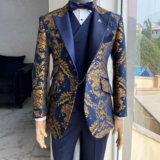 Costumes luxe pour Hommes Mariage Slim Fit Bleu Marine.