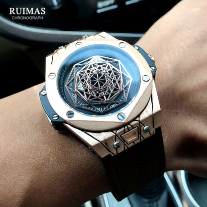 montres de sport militaire pour hommes, montre-bracelet de luxe avec bracelet en cuir.
