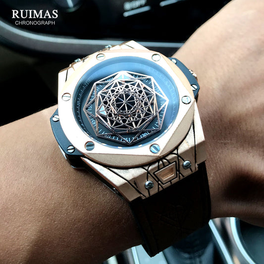 montres de sport militaire pour hommes, montre-bracelet de luxe avec bracelet en cuir.