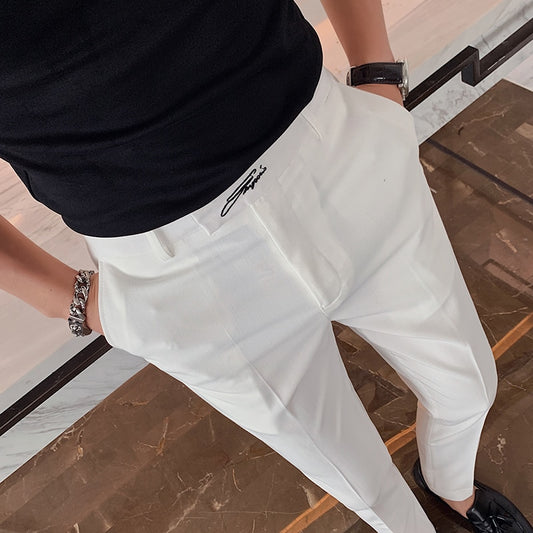 Pantalon de costume brodé pour homme, tenue d'affaires, décontracté.