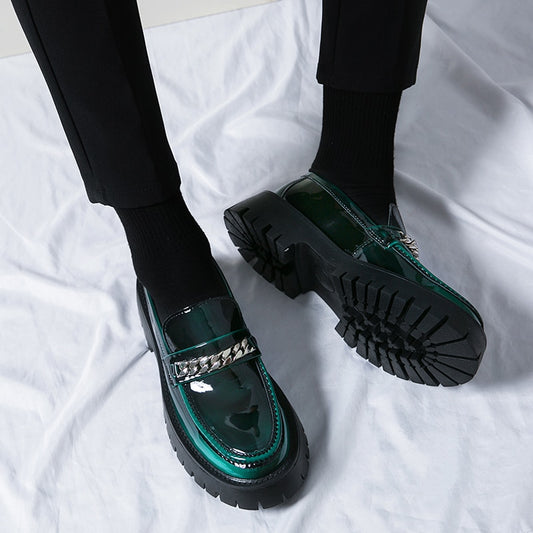 Chaussures en cuir noir pour hommes, chaussures en cuir décontractées.