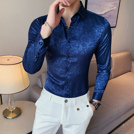 Chemise à manches longues de luxe pour hommes.