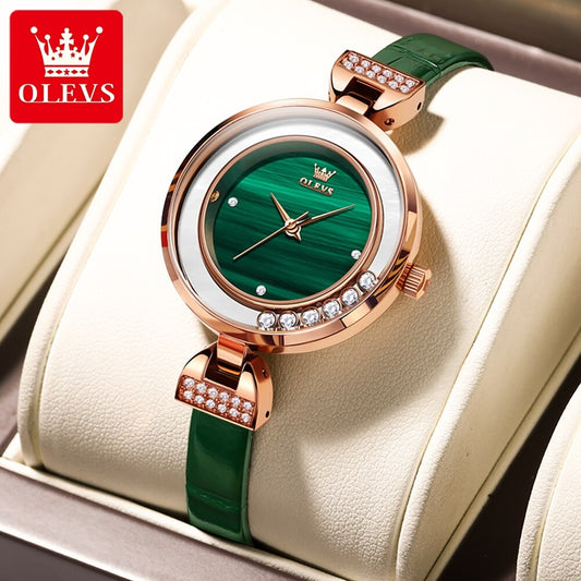 Montre étanche pour Femme bracelet en cuir Authentique.