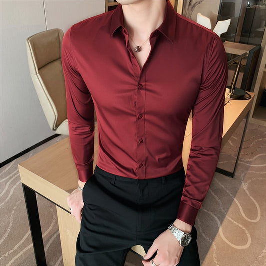 Chemise en coton pour hommes, chemise d'affaires décontractée.