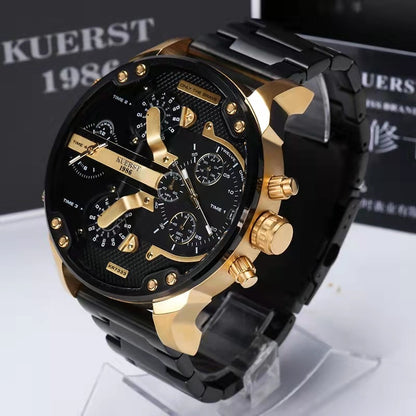 Montre luxe élégante pour hommes ronde bracelet en acier inoxydable.