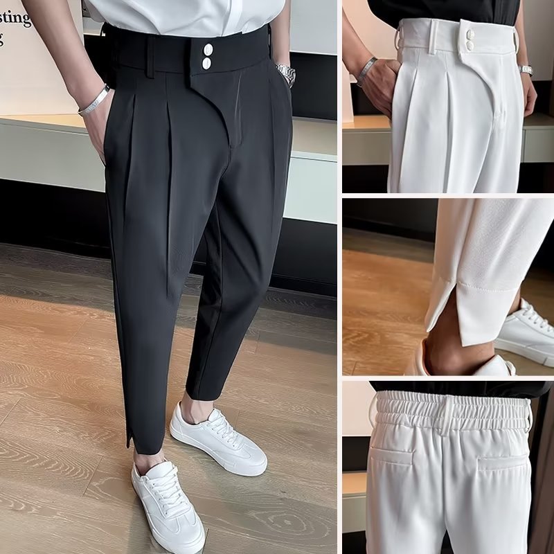 Pantalon court taille haute avec pendentif Harun pour homme, pantalon décontracté, pantalon imbibé, haute qualité, marque de mode, Naples, nouveau, 2023
