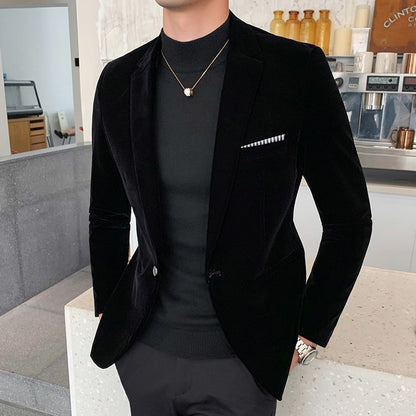 Blazer en velours monochrome pour hommes veste trempée.