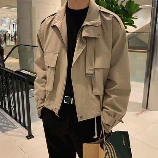 Veste d'outillage de style hommes, joli manteau rétro décontracté.