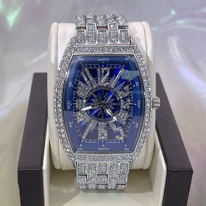 montre luxe élégante pour hommes accessoire de mode diamant glacé.