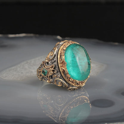 Bague hommes en argent pur 925 avec la pierre de labrumen véritable.