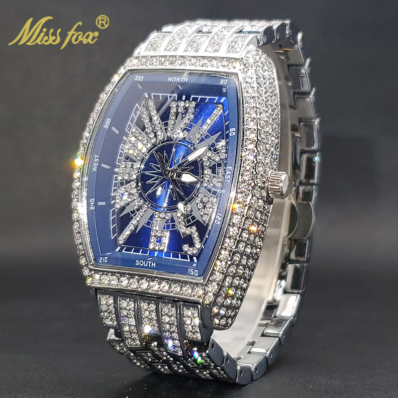 montre luxe élégante pour hommes accessoire de mode diamant glacé.