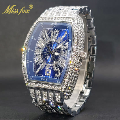 montre luxe élégante pour hommes accessoire de mode diamant glacé.