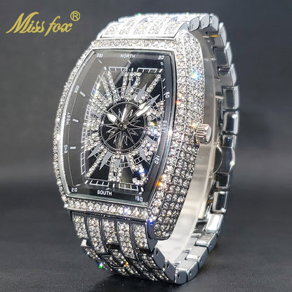 montre luxe élégante pour hommes accessoire de mode diamant glacé.