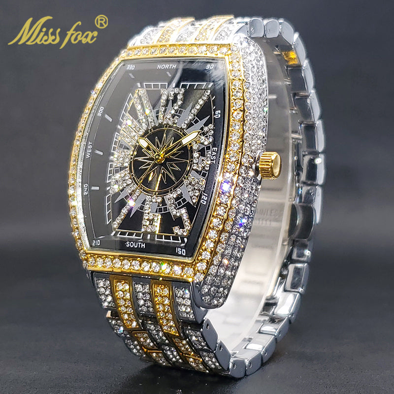 montre luxe élégante pour hommes accessoire de mode diamant glacé.