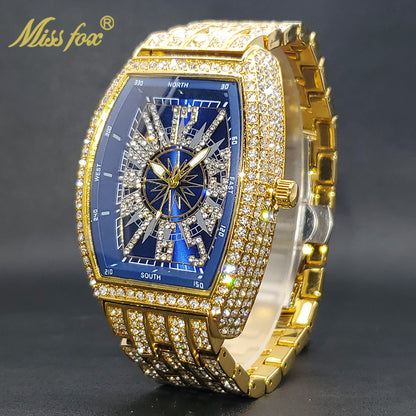 montre luxe élégante pour hommes accessoire de mode diamant glacé.