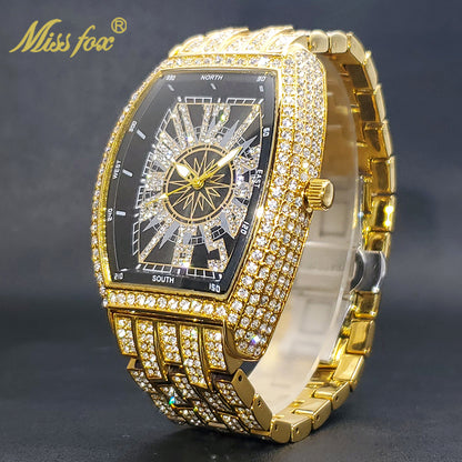 montre luxe élégante pour hommes accessoire de mode diamant glacé.